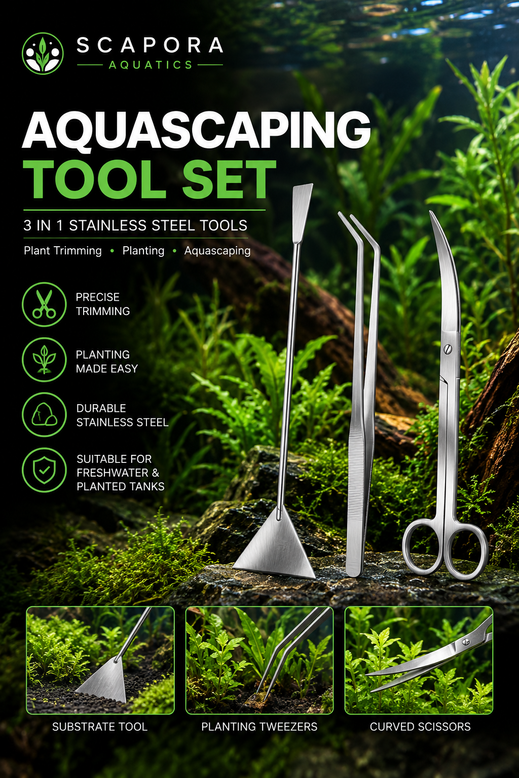 Aqua scaping tool set